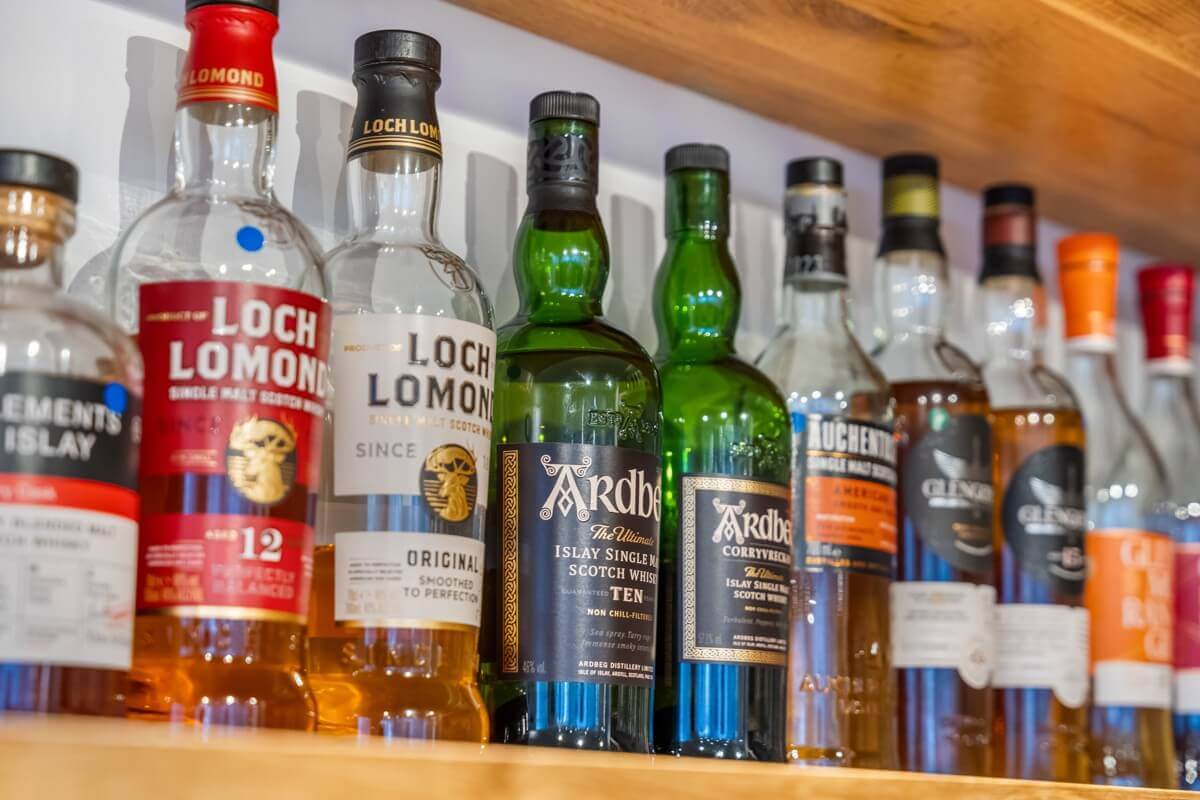 The Sprig Bar showing a selection of spirits