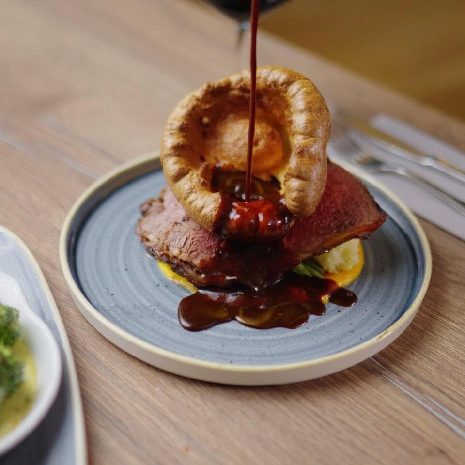 Roast beef and Yorkshire Pudding served at The Sprig Bar restaurant