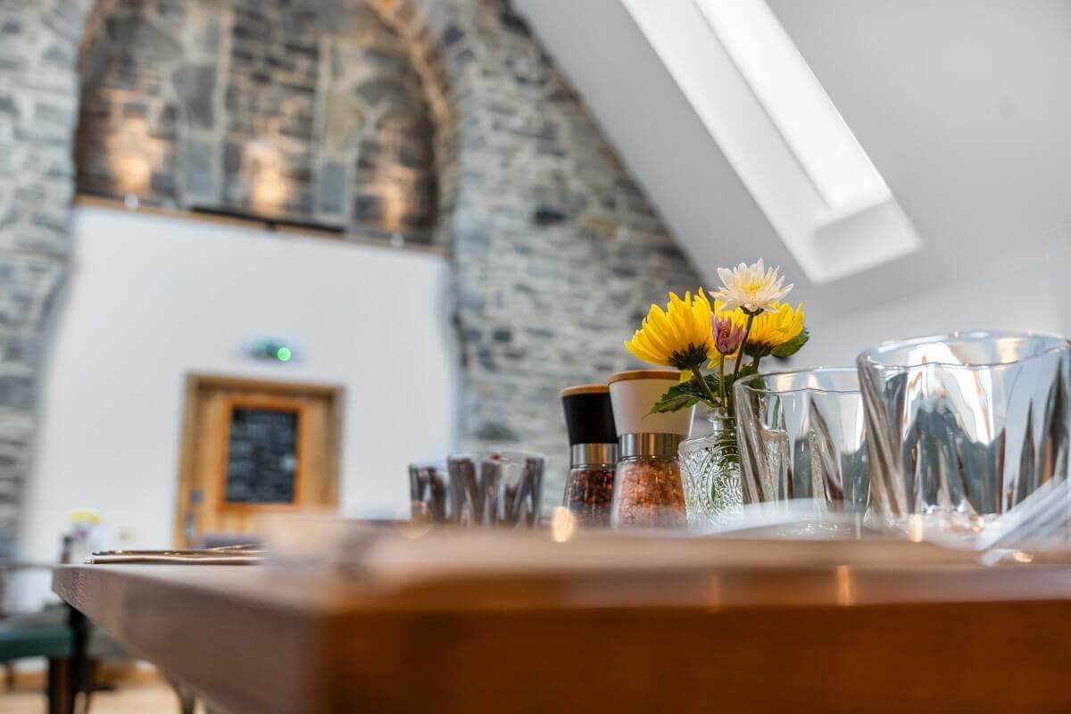 The Sprig Restaurant with stone background